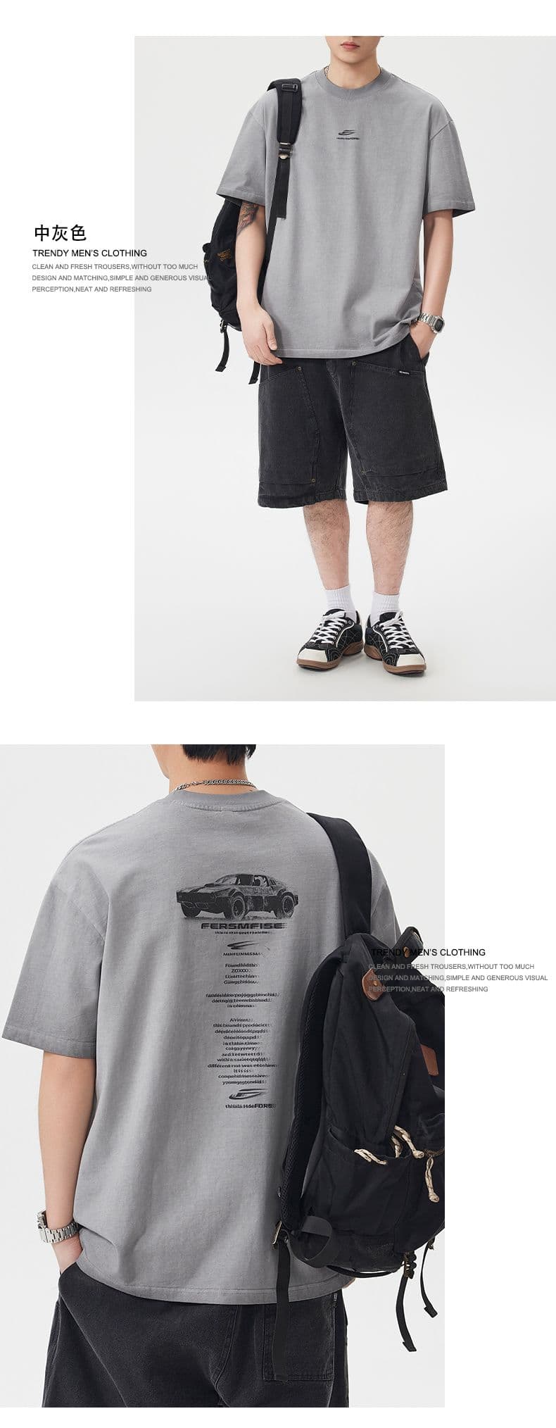 실사 여름 새로운 아메리칸 조수 브랜드 무거운 워싱 면 반팔 남자 부드러운 찹쌀 통기성 기초 미니멀리즘 출퇴근 섹션 상세 이미지 11