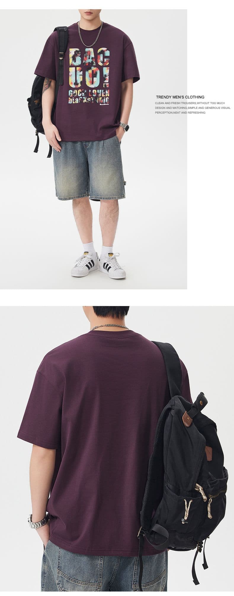 실사 여름 새로운 아메리칸 조수 브랜드 프린트 무거운 면 100% 반팔 티셔츠 남자 루즈핏 다용도 풀오버 맨위 상세 이미지 7
