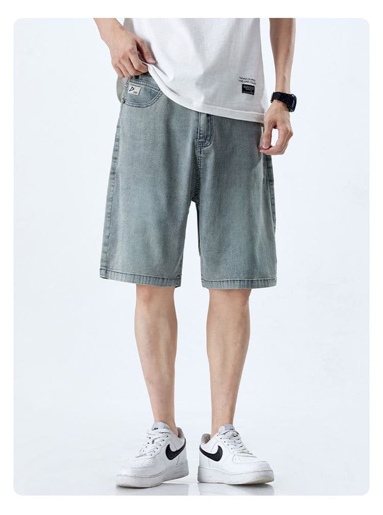 실사 여름 새로운 보다 작은 서울 주간 실크 얇은 스타일 얼음 센스 부드럽다 부드럽게 통기성 데님 오부 바지 남자 상세 이미지 13
