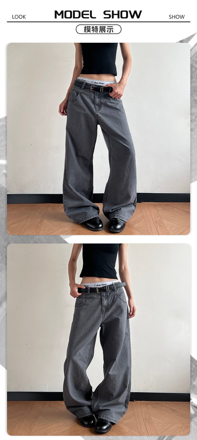아메리칸 조수 브랜드 면 100% 석재 연마 워시 퇴색 한 패치 자수 루즈핏 스트레이트 캐주얼 바지 다용도 중성 섹션 청바지 상세 이미지 8