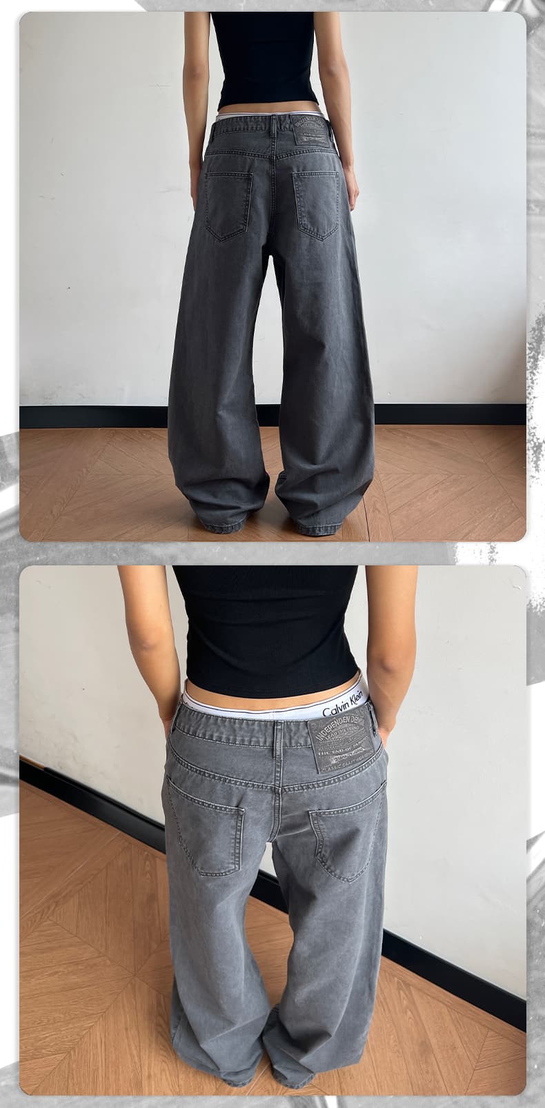 아메리칸 조수 브랜드 면 100% 석재 연마 워시 퇴색 한 패치 자수 루즈핏 스트레이트 캐주얼 바지 다용도 중성 섹션 청바지 상세 이미지 10
