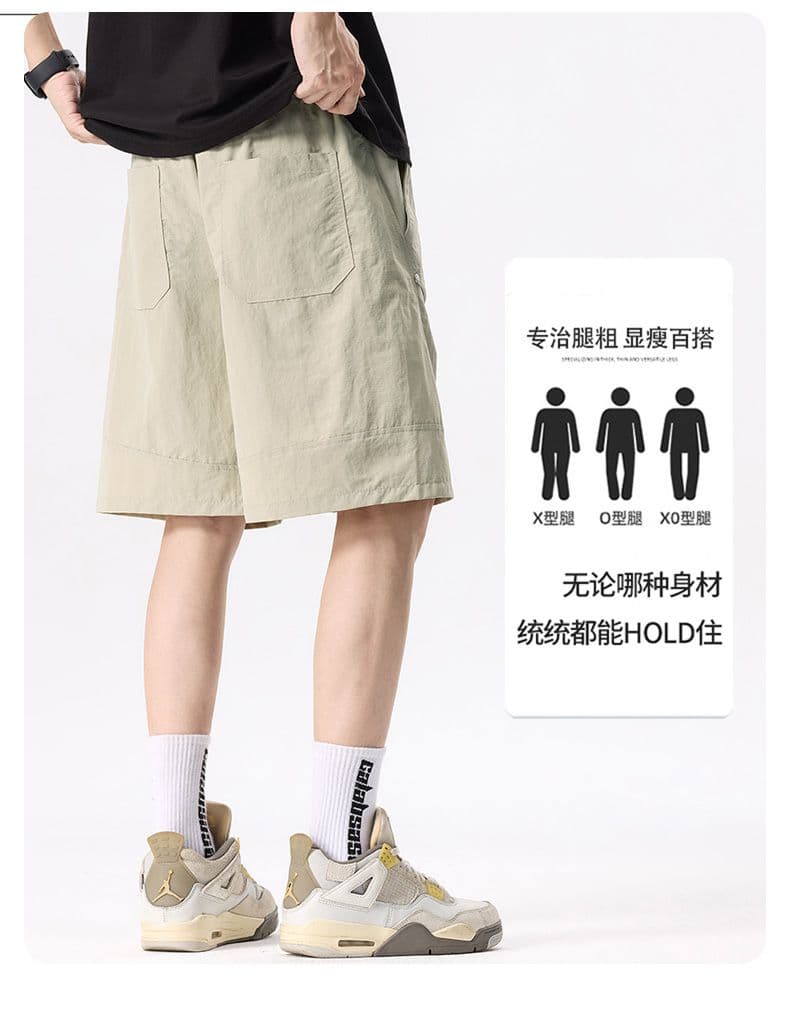 실사 여름 새로운 얼음 실크 얇은 스타일 5 점 캐주얼 바지 남자 루즈핏 다용도 산계 반바지 상세 이미지 4