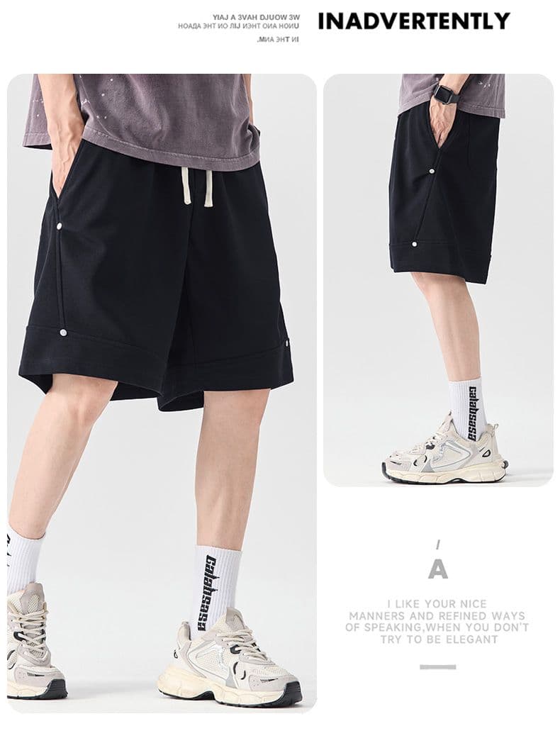 실사 여름 새로운 후아 면 무거운 캐주얼 5 점 반바지 남자 루즈핏 다용도 와 성별 니트 운동 바지 상세 이미지 16