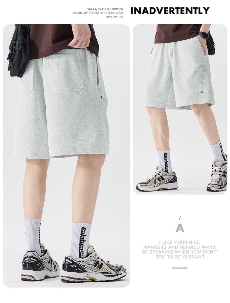 실사 여름 새로운 후아 면 무거운 캐주얼 5 점 반바지 남자 루즈핏 다용도 와 성별 니트 운동 바지 상세 이미지 22