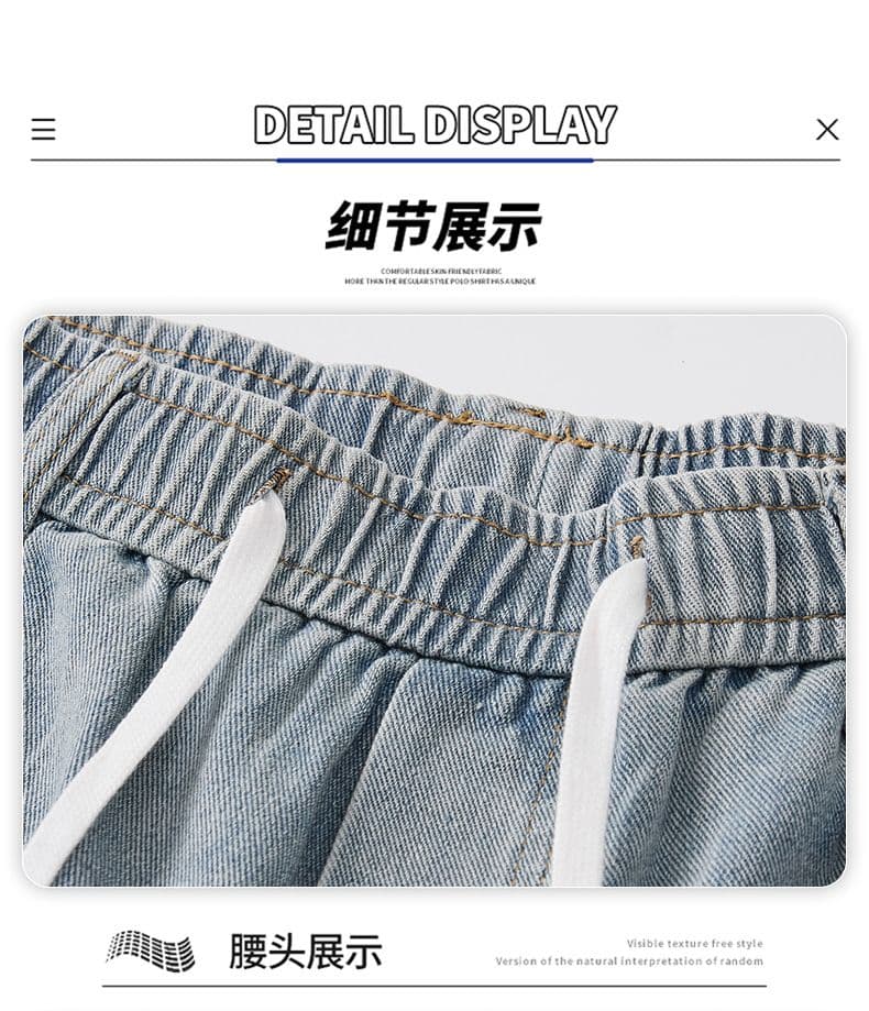 실사 여름 새로운 허리밴드 디자인 데님 반바지 남자 루즈핏 다용도 미니멀리즘 오부 바지 상세 이미지 26