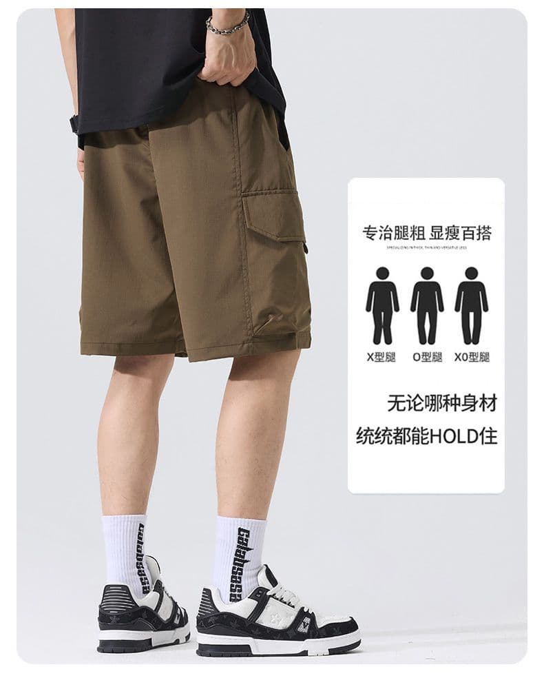 실사 여름 새로운 얼음 실크 얇은 스타일 캐주얼 반바지 남자 루즈핏 다용도 출퇴근 허리밴드 5 점 운동 바지 상세 이미지 4