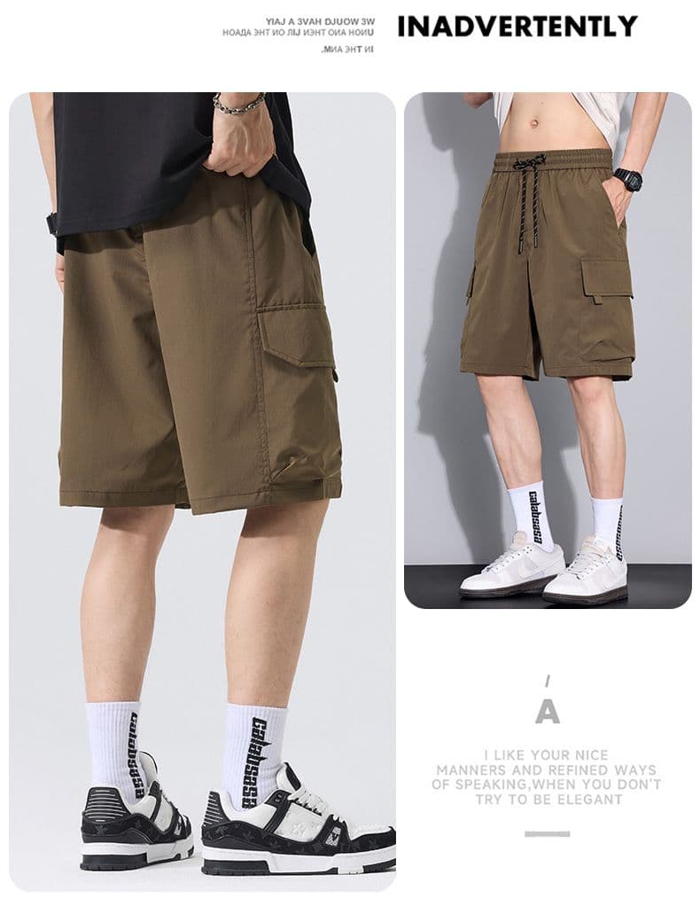 실사 여름 새로운 얼음 실크 얇은 스타일 캐주얼 반바지 남자 루즈핏 다용도 출퇴근 허리밴드 5 점 운동 바지 상세 이미지 17