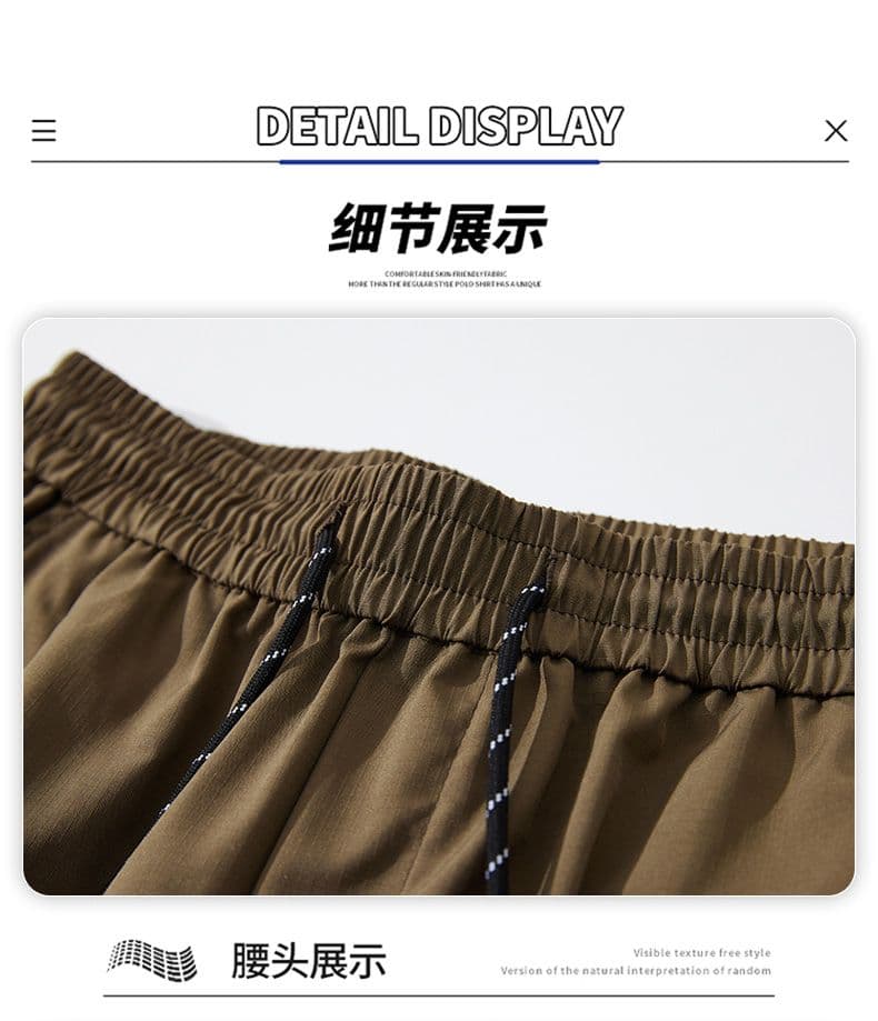 실사 여름 새로운 얼음 실크 얇은 스타일 캐주얼 반바지 남자 루즈핏 다용도 출퇴근 허리밴드 5 점 운동 바지 상세 이미지 31