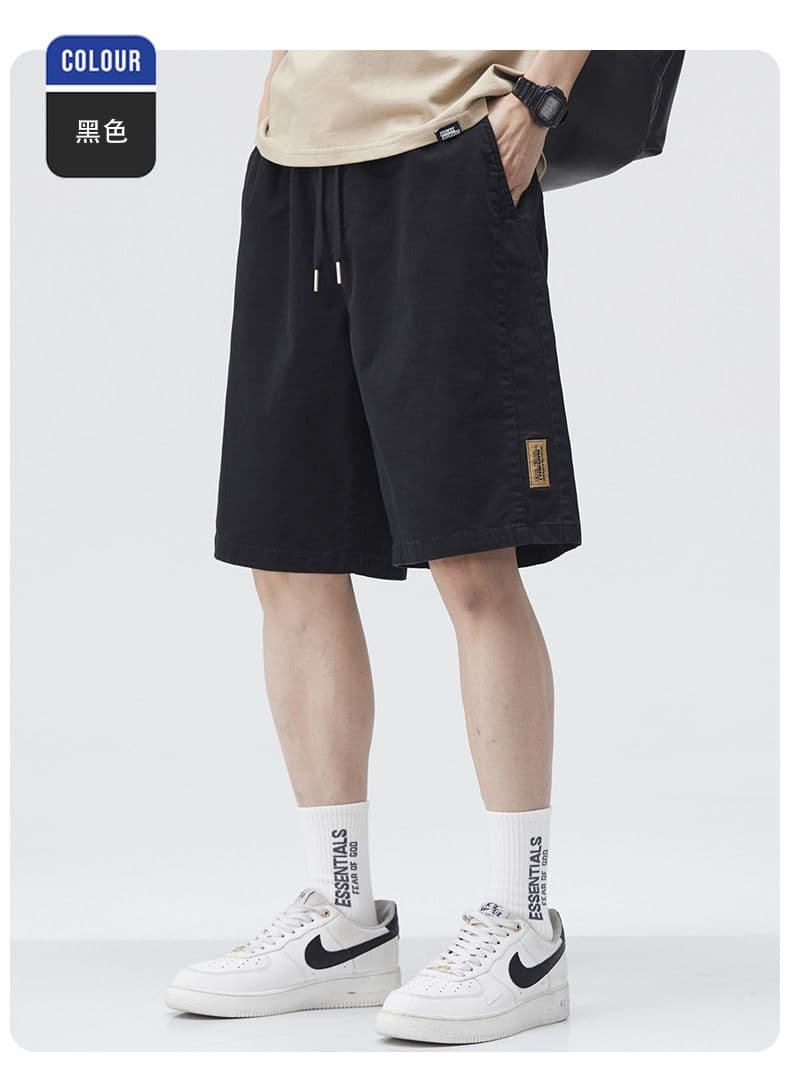 실사 여름 새로운 순면 신축성 캐주얼 반바지 남자 루즈핏 다용도 산계 출퇴근 레트로 오부 바지 상세 이미지 24