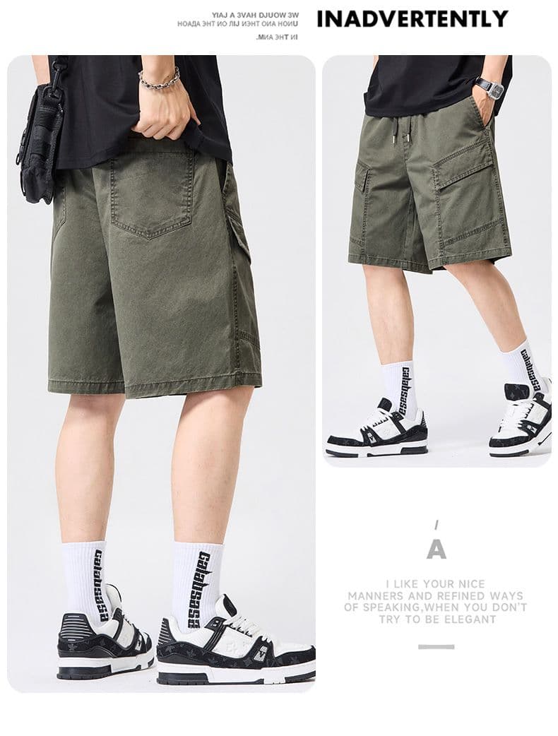 실사 여름 순면 캐주얼 반바지 남자 루즈핏 다용도 산계 출퇴근 내마모 강함 빅 포켓 오부 바지 상세 이미지 20