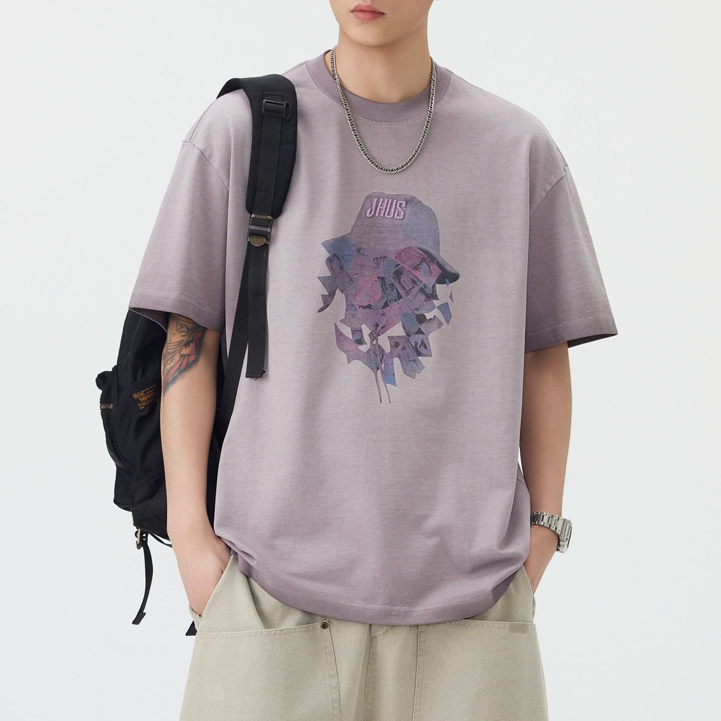 실사 여름 새로운 아메리칸 조수 브랜드 무거운 워싱 마 오래된 반팔 티셔츠 남자 루즈핏 라운드 넥 캐주얼 반소매 이미지 2