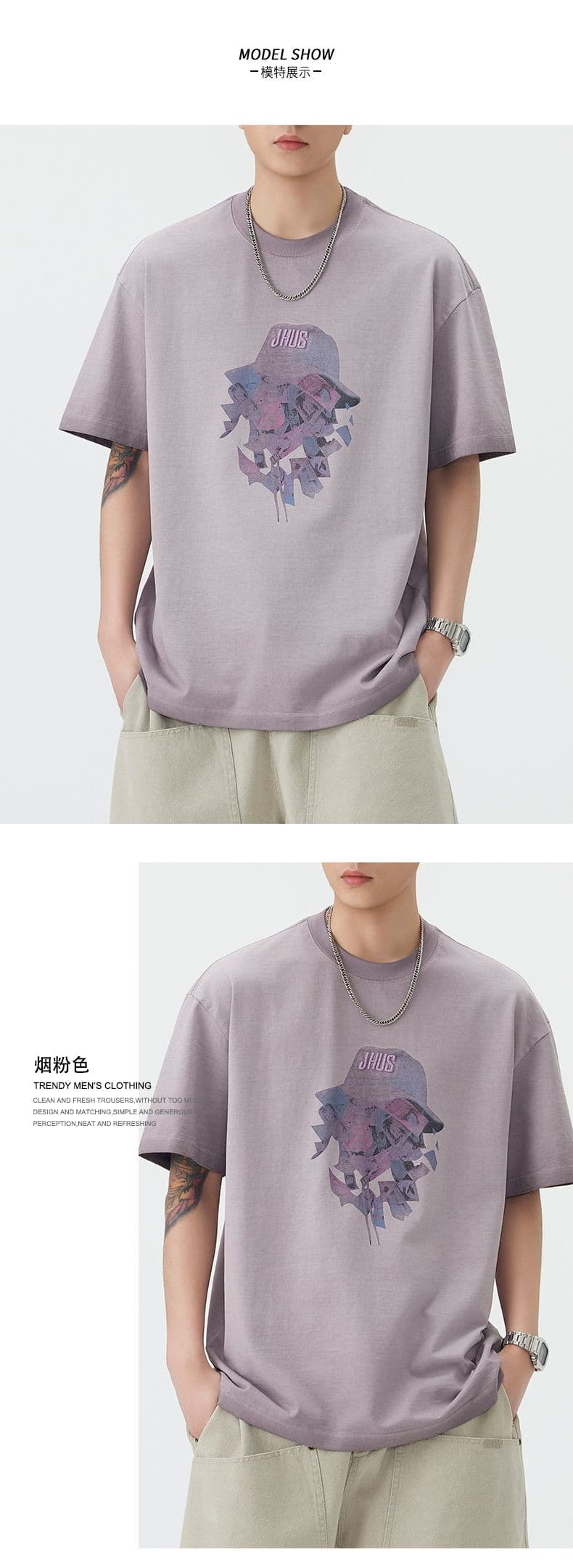 실사 여름 새로운 아메리칸 조수 브랜드 무거운 워싱 마 오래된 반팔 티셔츠 남자 루즈핏 라운드 넥 캐주얼 반소매 상세 이미지 6