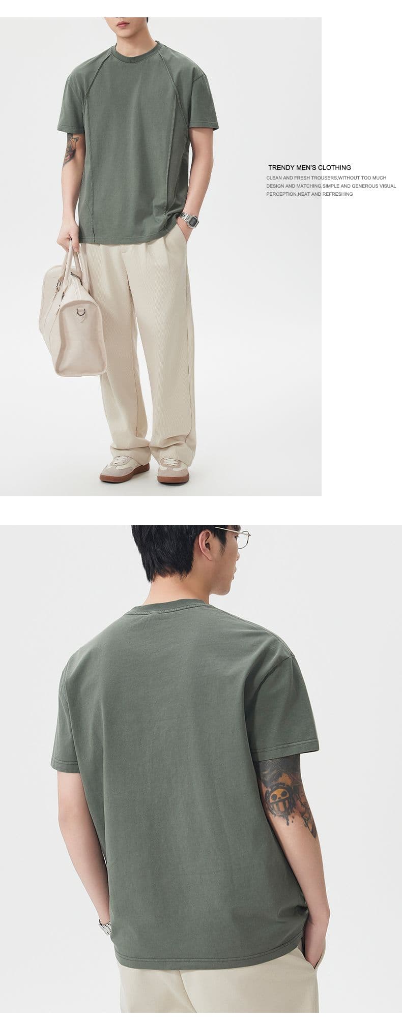 실사 아메리칸 레트로 조수 브랜드 순면 무거운 워싱 반팔 티셔츠 남자 여름 루즈핏 라운드 넥 구조 설계 섹션 상세 이미지 7
