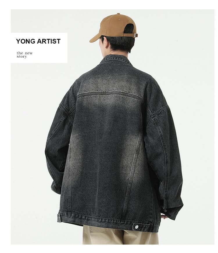 실사 가을 겨울 새로운 데님 외투 남자 루즈핏 다용도 한국 스타일 레트로 커플 중성 섹션 데님 재킷 상세 이미지 8