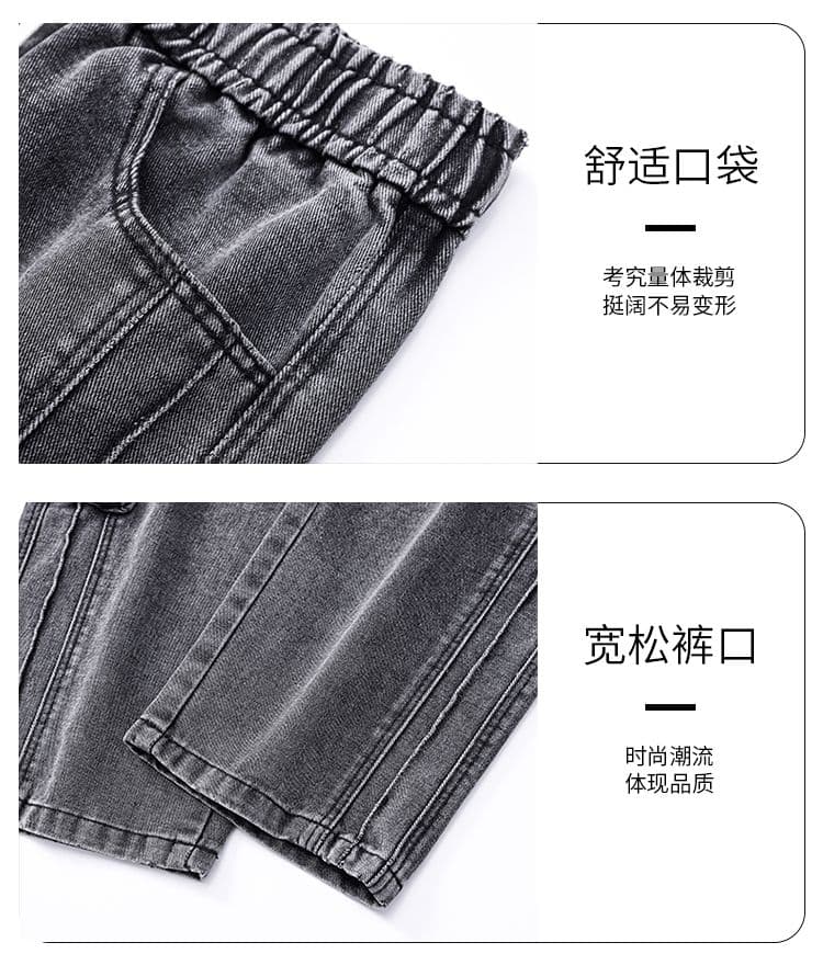 가을 새로운 높음 거리 워크웨어 청바지 남녀 중성 섹션 허리밴드 도루 센스 다용도 와이드 레그 팬츠 롱 바지 상세 이미지 2