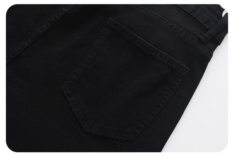 실사 아메리칸 cleanfit 작은 모통이 칼 검정색 청바지 디스플레이 가오 시안 다리 길이 남자 여자 워시 물 신축성 긴 바지 상세 이미지 14