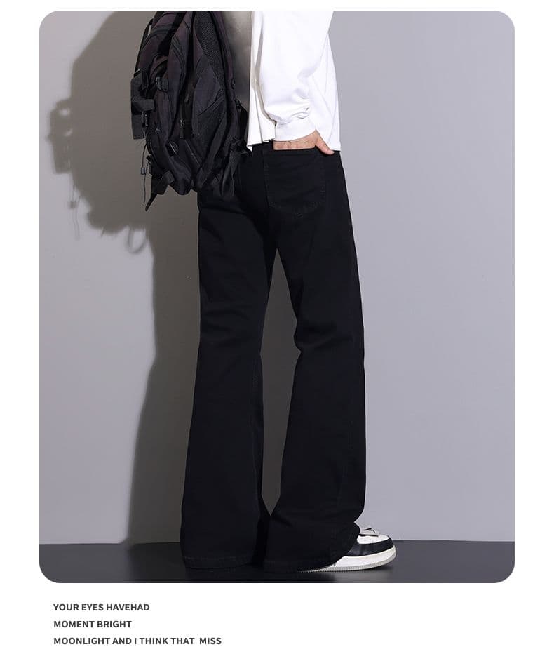 실사 가을 새로운 아메리칸 작은 모통이 칼 검정색 청바지 디스플레이 가오 시안 다리 길이 남녀 중성 섹션 신축성 긴 바지 상세 이미지 10