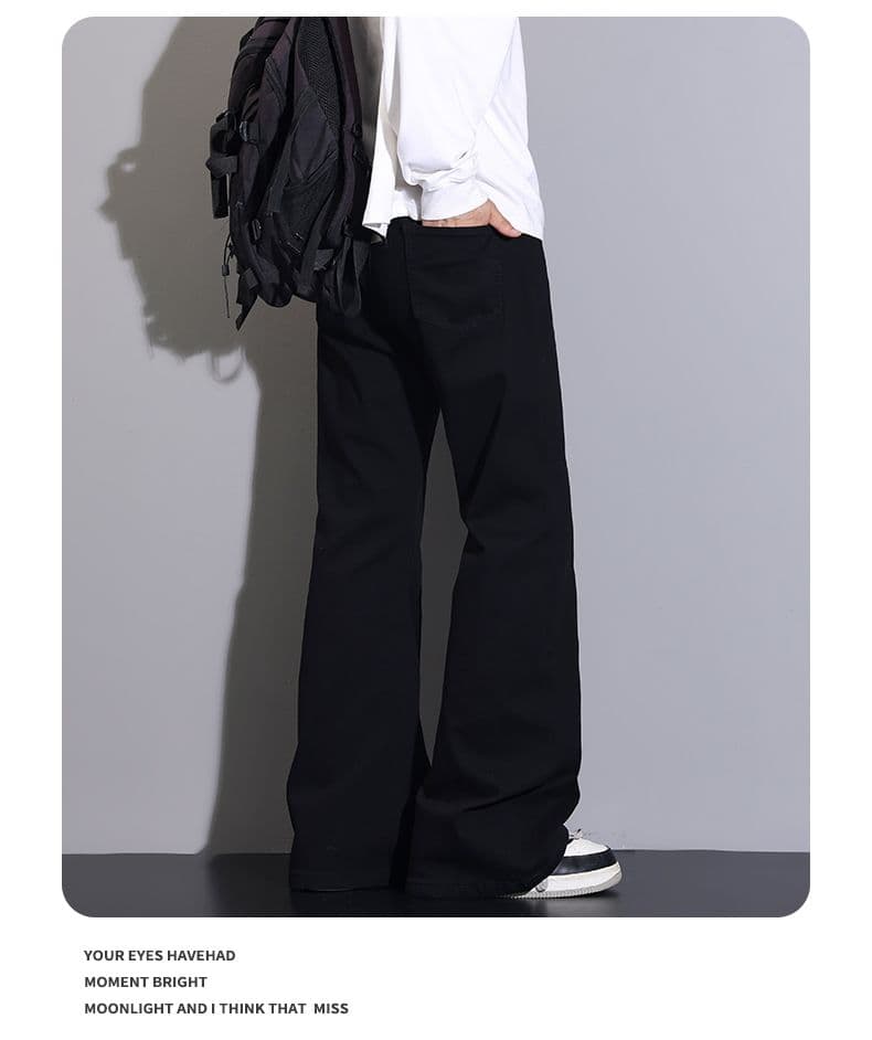 실사 가을 새로운 아메리칸 부츠컷 검정색 청바지 디스플레이 가오 시안 다리 길이 남녀 중성 섹션 신축성 긴 바지 상세 이미지 10