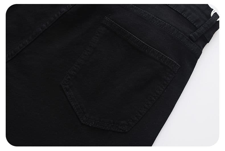 실사 가을 새로운 아메리칸 부츠컷 검정색 청바지 디스플레이 가오 시안 다리 길이 남녀 중성 섹션 신축성 긴 바지 상세 이미지 14