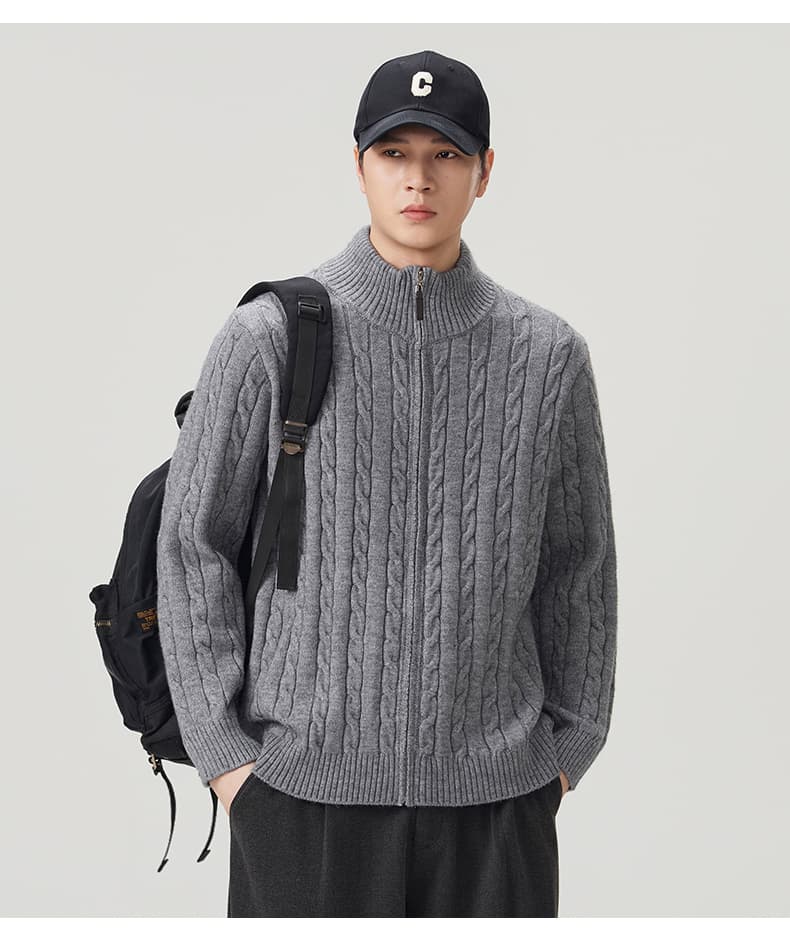 실사 2026 가을 겨울 새로운 한국 스타일 미니멀리즘 무거운 오픈 가디건 스탠드 칼라 니트 스웨터 스웨터 다용도 출퇴근 재킷 상세 이미지 11