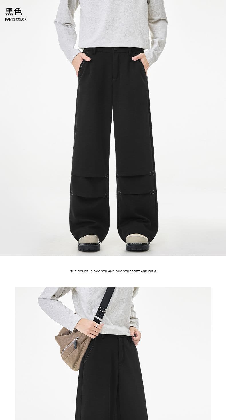 실사 2026 가을 겨울 새로운 조수 브랜드 니트 웨이 바지 남녀 다용도 스트레이트 캐주얼 운동 무거운 도루 센스 긴 바지 상세 이미지 11