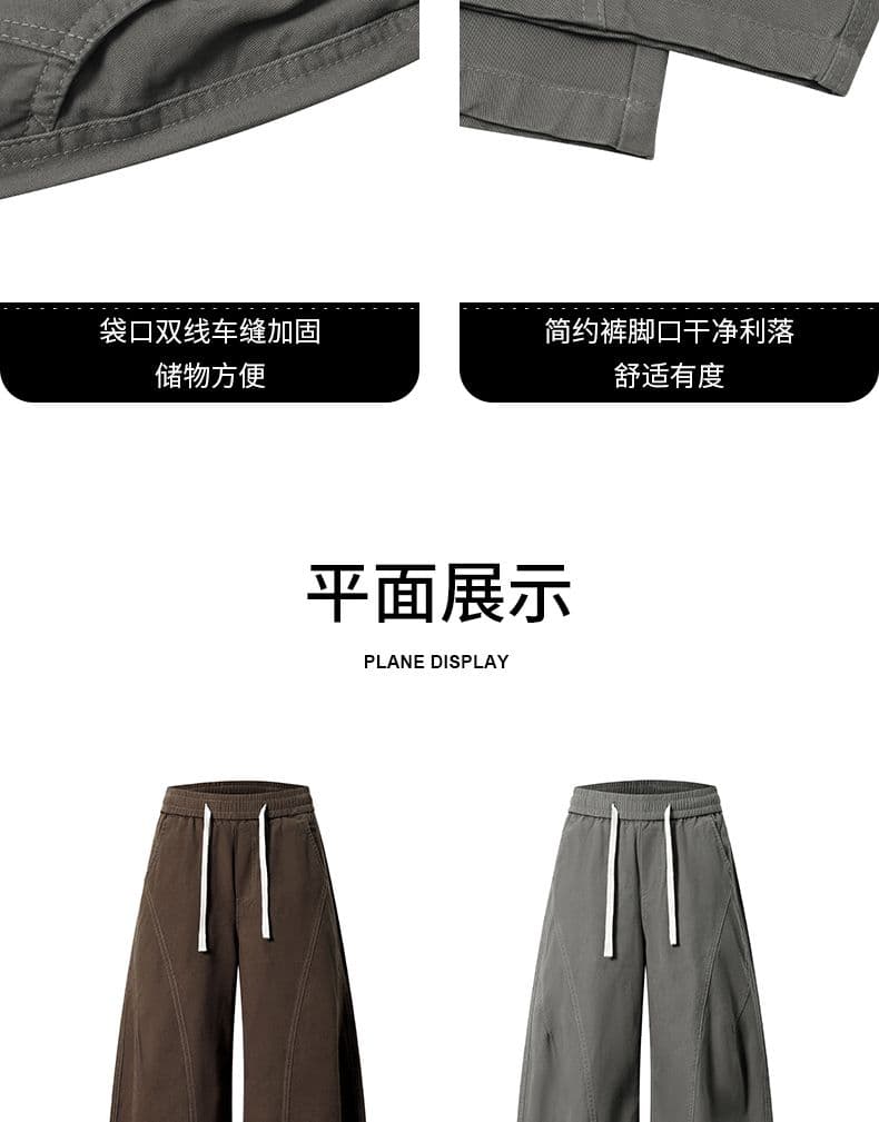 실사 2026 가을 겨울 새로운 아메리칸 워시 물 순면 워크웨어 캐주얼 모통이 칼 바지 루즈핏 스트레이트 와이드 레그 팬츠 상세 이미지 6