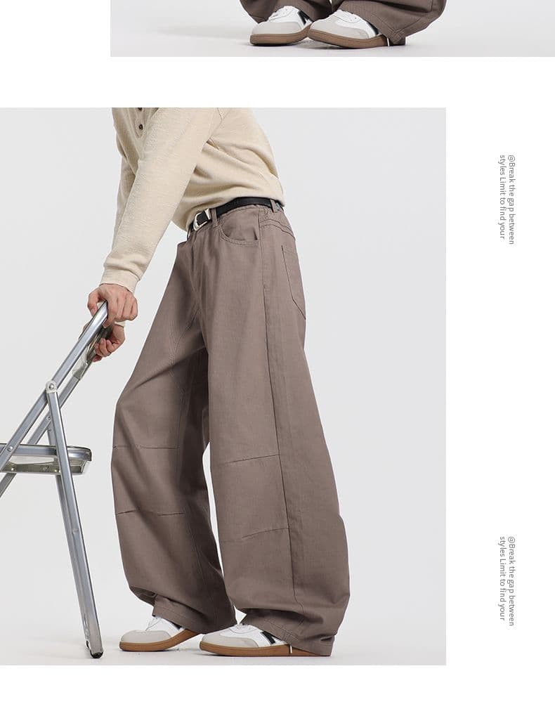 실사 2026 가을 겨울 새로운 아메리칸 워시 물 순면 레트로 프로필 모양 모통이 칼 캐주얼 바지 해체 루즈핏 와이드 레그 팬츠 상세 이미지 13
