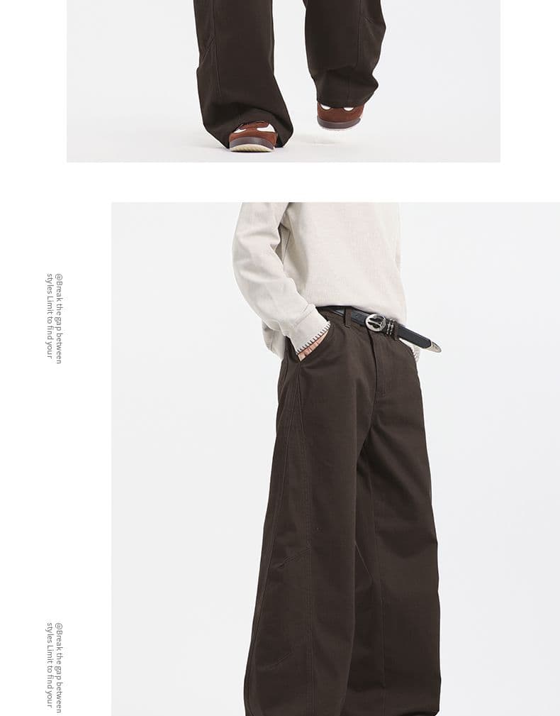 실사 2026 가을 겨울 새로운 아메리칸 워시 물 순면 해체 섹션 루즈핏 레트로 넓은 다리 도루 센스 캐주얼 긴 바지 상세 이미지 12