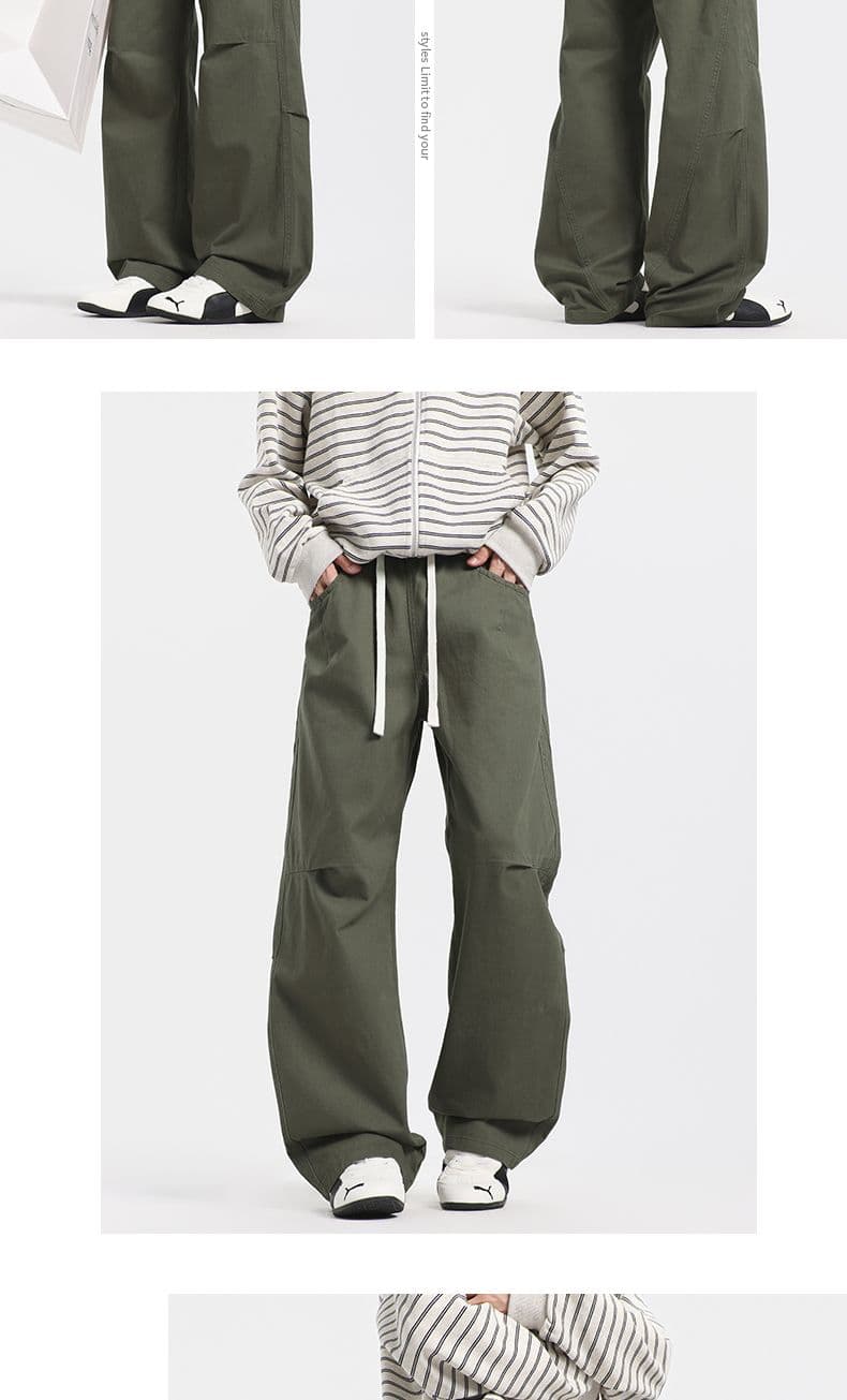 실사 2026 가을 겨울 새로운 워시 물 순면 작은 모통이 칼 캐주얼 바지 남녀 조수 브랜드 레트로 루즈핏 와이드 레그 팬츠 상세 이미지 18