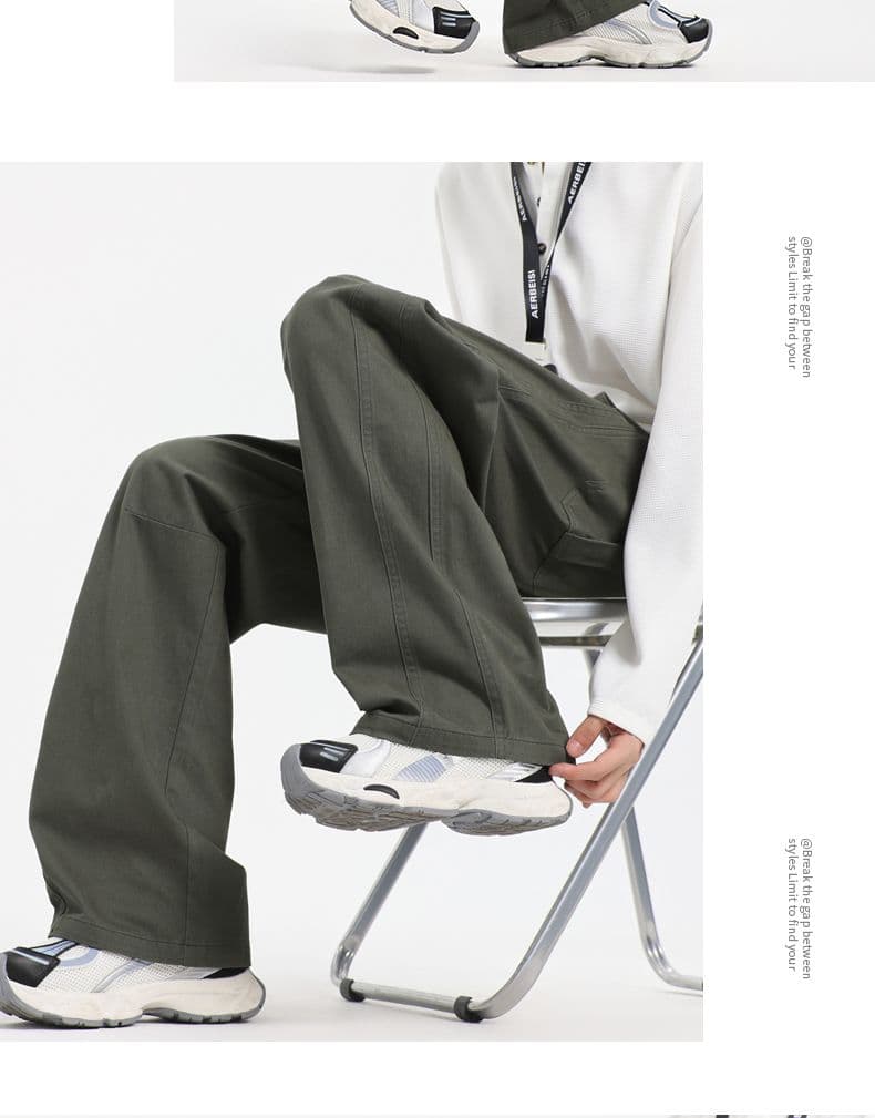 실사 2026 가을 겨울 새로운 워시 물 순면 조수 브랜드 모통이 칼 바지 미니멀리즘 넓은 다리 캐주얼 바지 상세 이미지 19