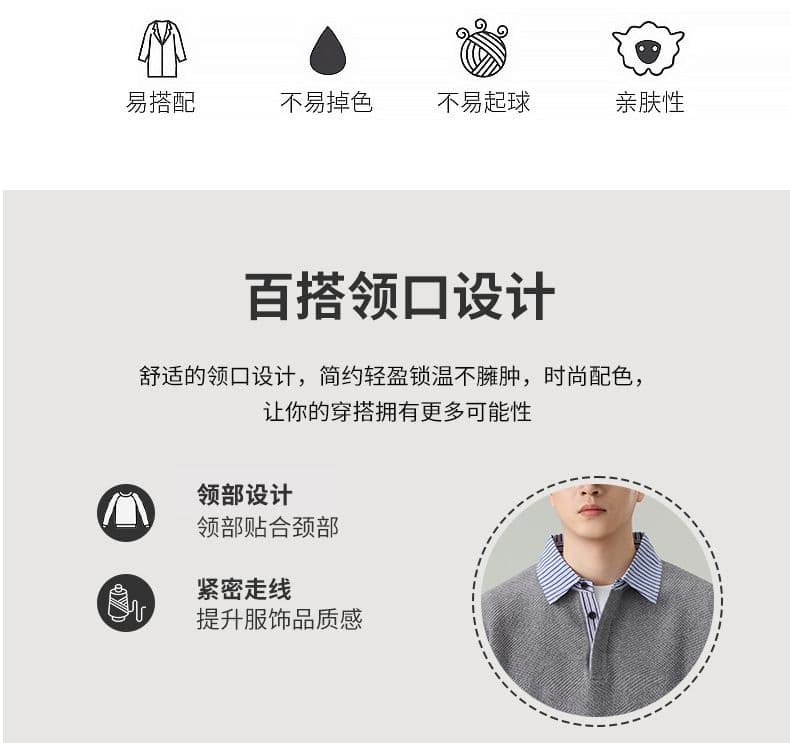 실사 2026 가을 겨울 새로운 페이크 레이어드 POLO 셔츠 스웨터 남녀 오래된 돈 바람 두꺼운 니트 스웨터 맨위 상세 이미지 2