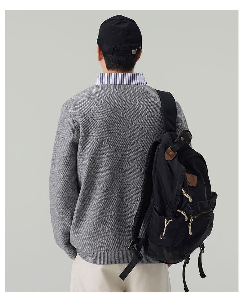 실사 2026 가을 겨울 새로운 페이크 레이어드 POLO 셔츠 스웨터 남녀 오래된 돈 바람 두꺼운 니트 스웨터 맨위 상세 이미지 16
