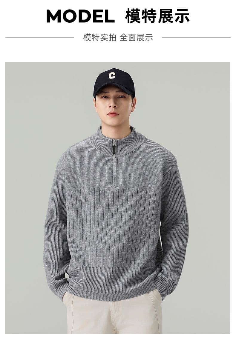 실사 2026 가을 겨울 새로운 무거운 오래된 돈 니트 스웨터 스웨터 남녀 고급 센스 풀오버 하프 지퍼 맨위 상세 이미지 12