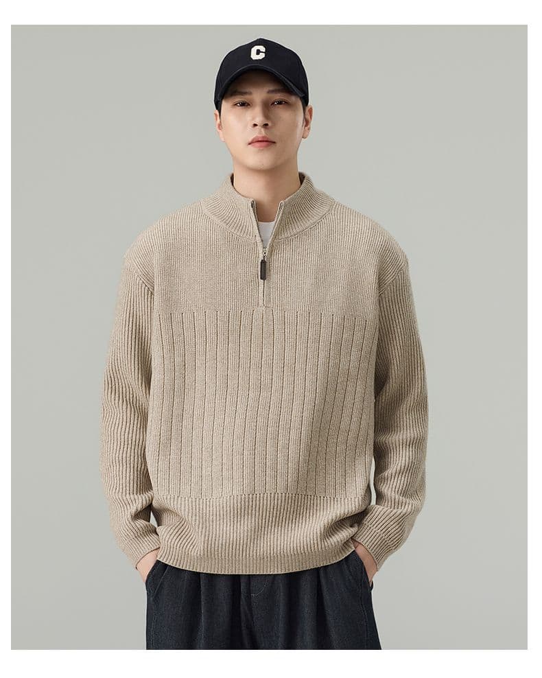 실사 2026 가을 겨울 새로운 무거운 오래된 돈 니트 스웨터 스웨터 남녀 고급 센스 풀오버 하프 지퍼 맨위 상세 이미지 16