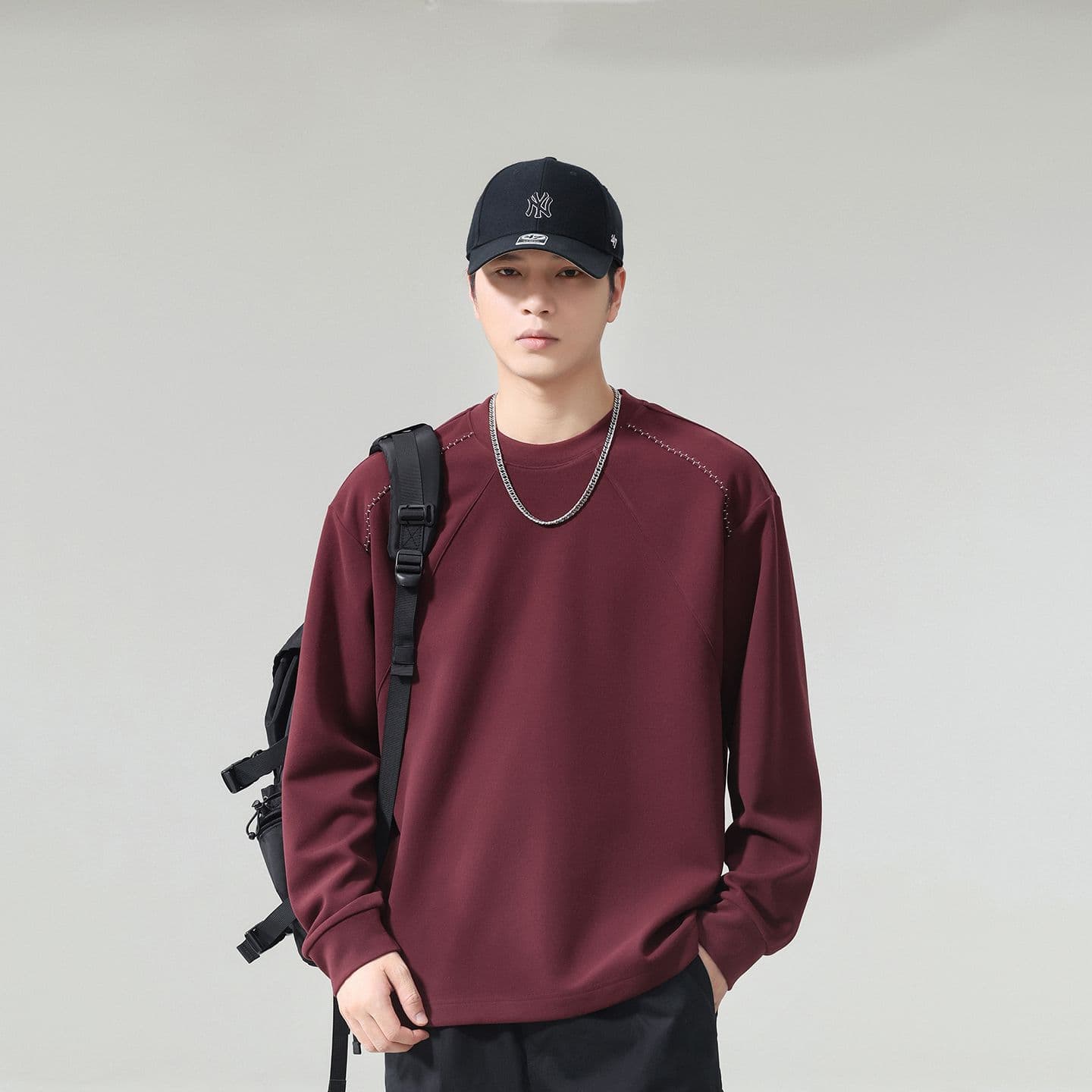 실사 2026 가을 겨울 새로운 후드티 남자 고밀도 프로 피부 터치 부드러운 찹쌀 아니요 넥타이 피부 통기성 편안함 티셔츠 이미지 4