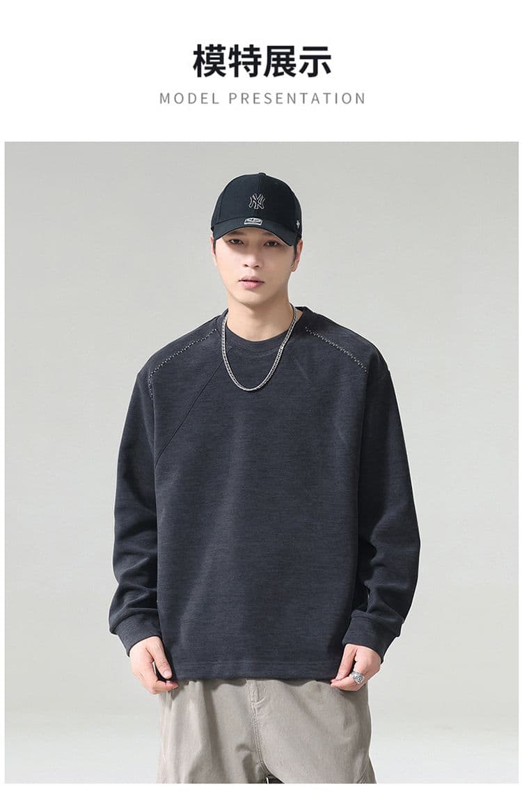 실사 2026 가을 겨울 새로운 후드티 남자 고밀도 프로 피부 터치 부드러운 찹쌀 아니요 넥타이 피부 통기성 편안함 티셔츠 상세 이미지 9