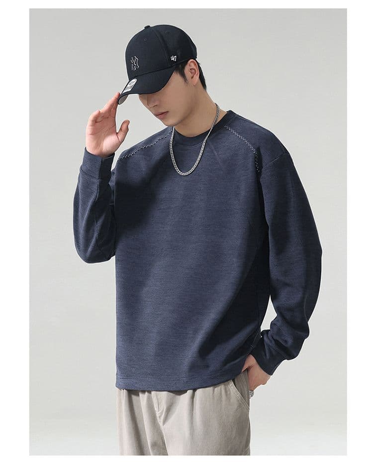 실사 2026 가을 겨울 새로운 후드티 남자 고밀도 프로 피부 터치 부드러운 찹쌀 아니요 넥타이 피부 통기성 편안함 티셔츠 상세 이미지 18