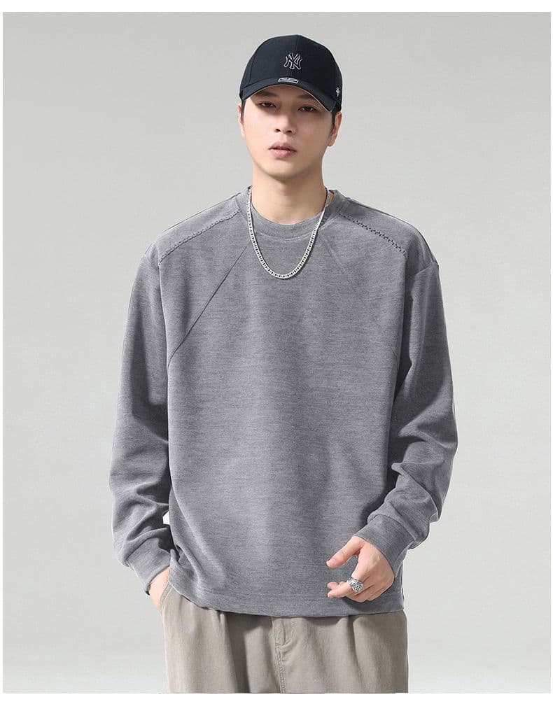 실사 2026 가을 겨울 새로운 후드티 남자 고밀도 프로 피부 터치 부드러운 찹쌀 아니요 넥타이 피부 통기성 편안함 티셔츠 상세 이미지 24
