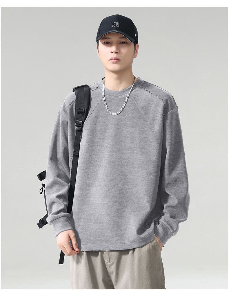 실사 2026 가을 겨울 새로운 후드티 남자 고밀도 프로 피부 터치 부드러운 찹쌀 아니요 넥타이 피부 통기성 편안함 티셔츠 상세 이미지 25