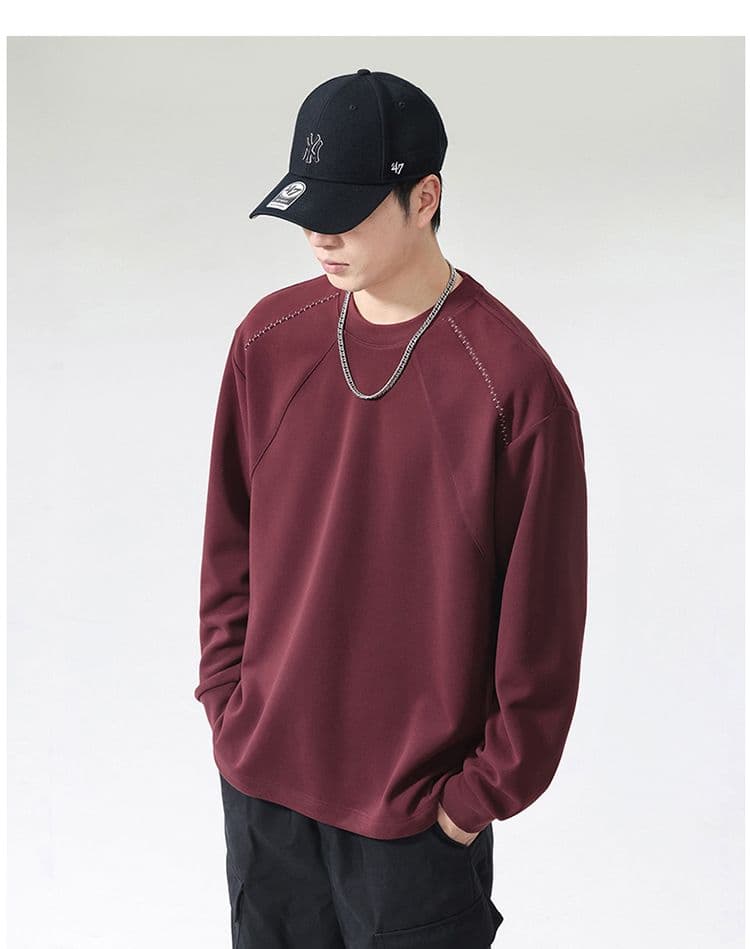 실사 2026 가을 겨울 새로운 패치워크 후드티 남자 고밀도 프로 피부 부드러운 찹쌀 아니요 넥타이 피부 통기성 편안함 출퇴근 맨위 상세 이미지 22