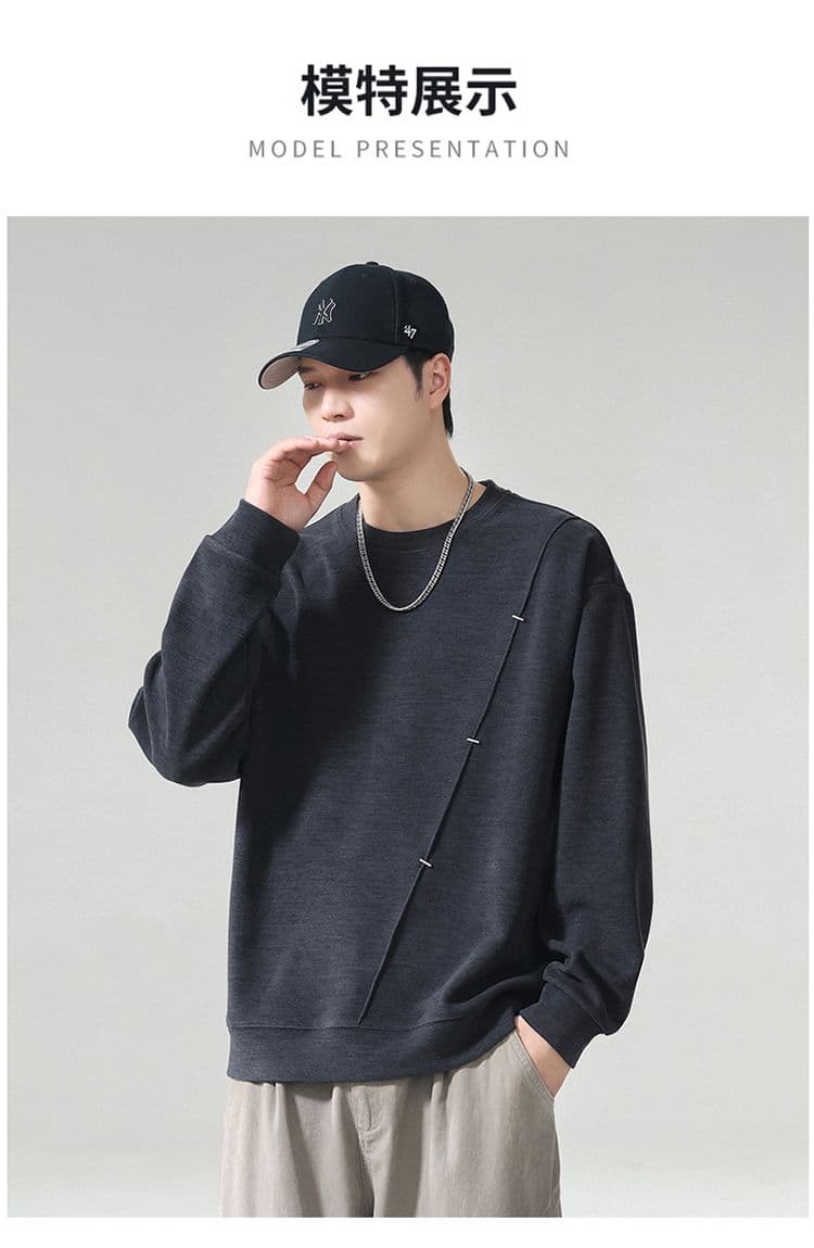 실사 2026 가을 겨울 새로운 패치워크 조수 브랜드 후드티 높음 밀 뜨개질 프로 피부 부드러운 찹쌀 통기성 편안함 출퇴근 맨위 상세 이미지 9