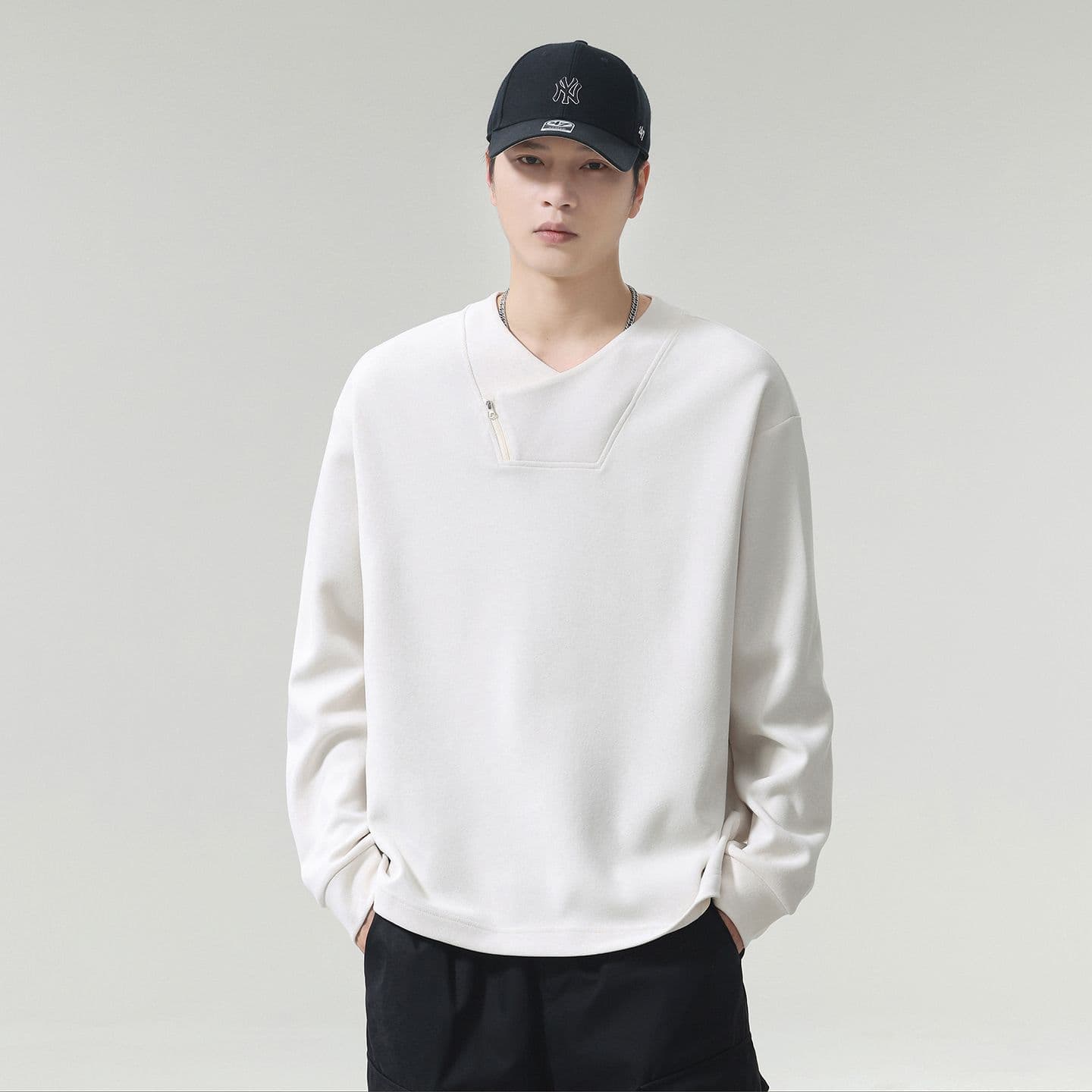 실사 2026 가을 겨울 새로운 조수 브랜드 디자인 센스 후드티 남자 고밀도 프로 피부 부드러운 찹쌀 통기성 편안함 출퇴근 맨위 이미지 2