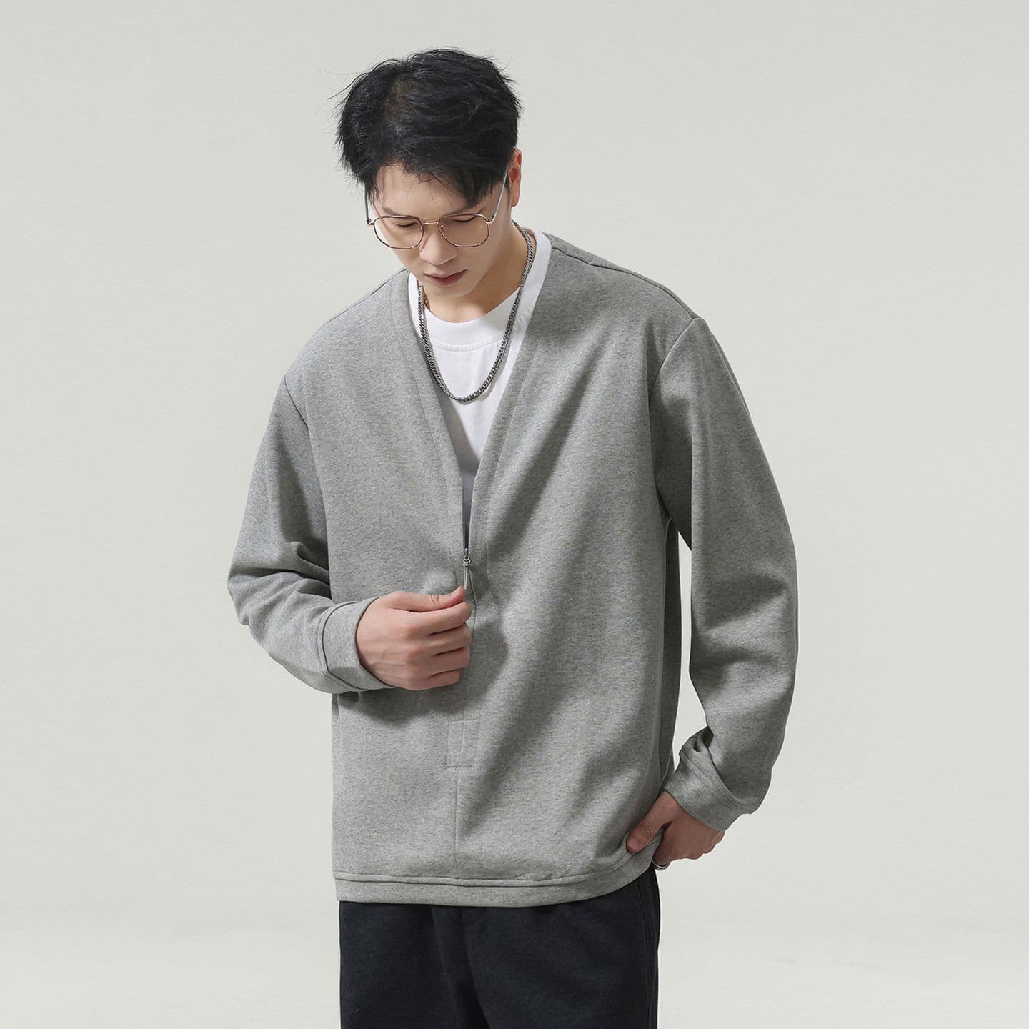 실사 2026 가을 겨울 새로운 오래된 돈 바람 아메리칸 페이크 레이어드 디자인 센스 후드티 남자 루즈핏 트렌드 일상 착용 가져 가라. 이미지 4