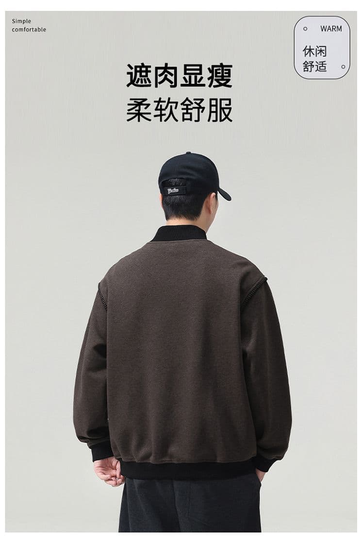 실사 2026 가을 겨울 새로운 야구 스타일 칼라 지퍼 오픈 가디건 후드티 남녀 재킷 배색 캐주얼 니트 재킷 상세 이미지 6