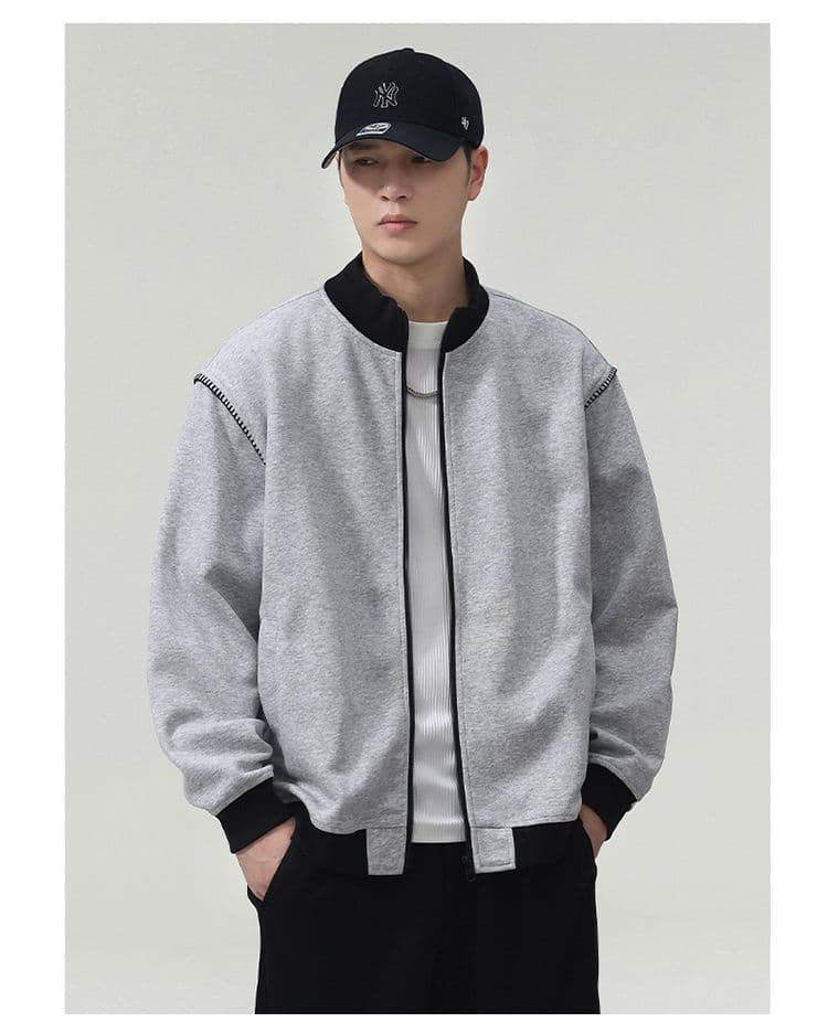 실사 2026 가을 겨울 새로운 야구 스타일 칼라 지퍼 오픈 가디건 후드티 남녀 재킷 배색 캐주얼 니트 재킷 상세 이미지 19