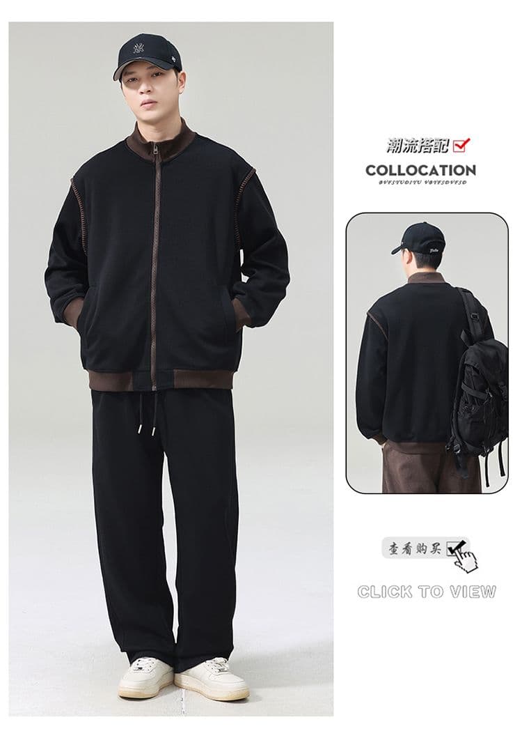 실사 2026 가을 겨울 새로운 야구 스타일 칼라 지퍼 오픈 가디건 후드티 남녀 재킷 배색 캐주얼 니트 재킷 상세 이미지 25