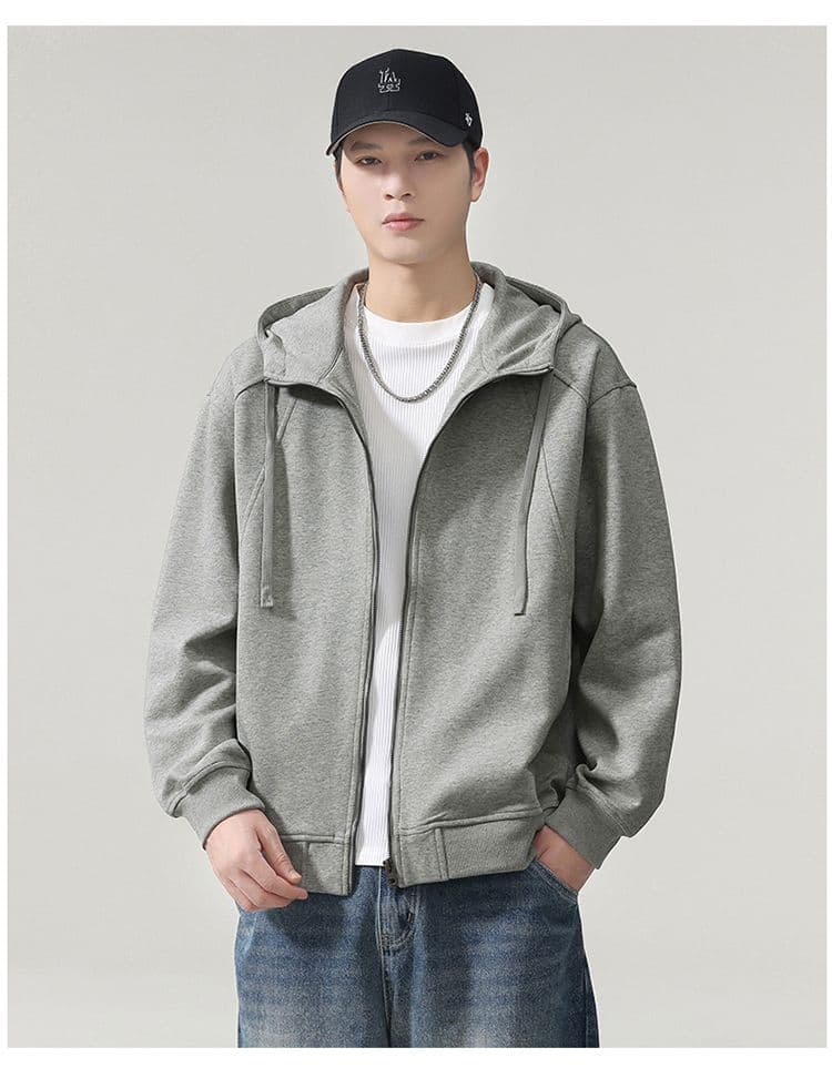 실사 2026 가을 겨울 새로운 후드 오픈 가디건 후드티 남녀 루즈핏 삽입 어깨 소매 캐주얼 지퍼 재킷 맨위 상세 이미지 11
