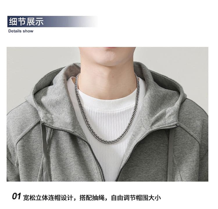 실사 2026 가을 겨울 새로운 후드 오픈 가디건 후드티 남녀 루즈핏 삽입 어깨 소매 캐주얼 지퍼 재킷 맨위 상세 이미지 25