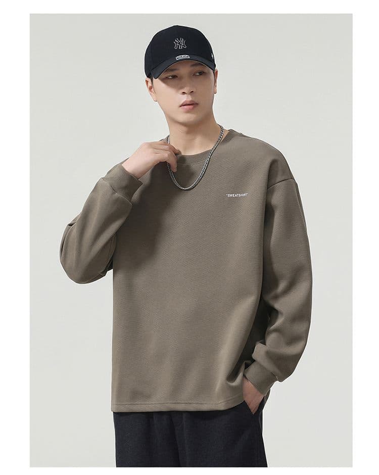 실사 2026 가을 겨울 새로운 뒤로 프린트 라운드 넥 후드티 남자 루즈핏 다용도 일상 출퇴근 긴 소매 셔츠 상세 이미지 15