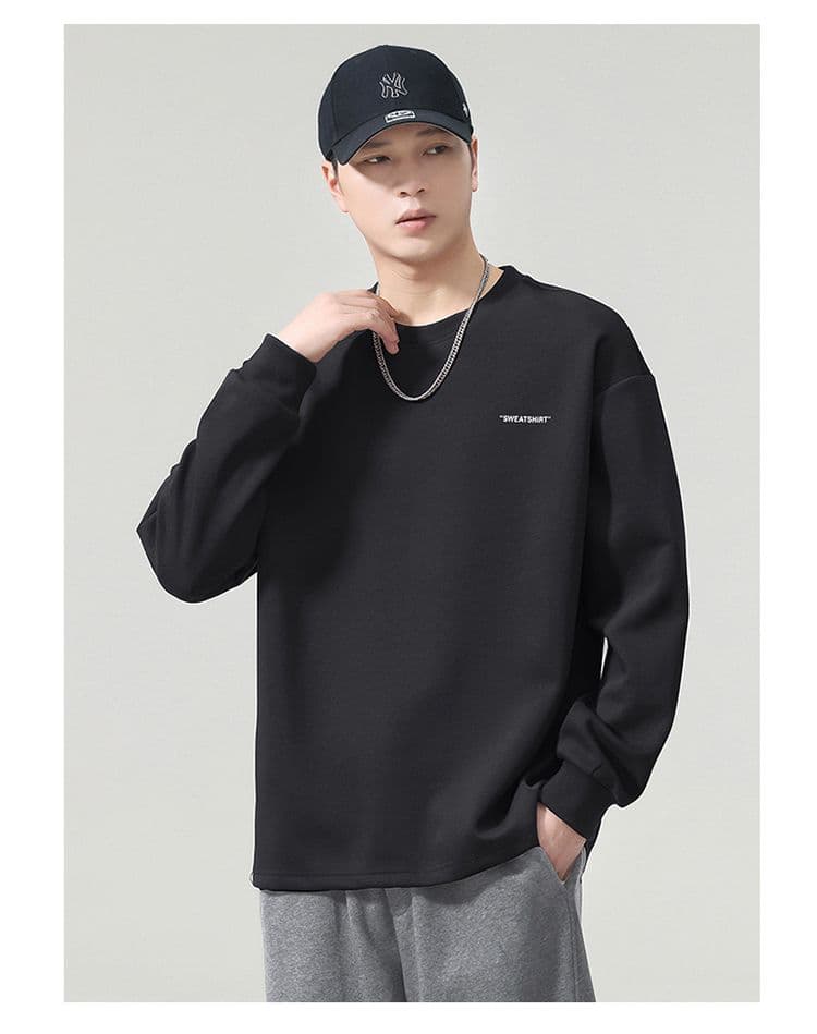실사 2026 가을 겨울 새로운 뒤로 프린트 라운드 넥 후드티 남자 루즈핏 다용도 일상 출퇴근 긴 소매 셔츠 상세 이미지 27